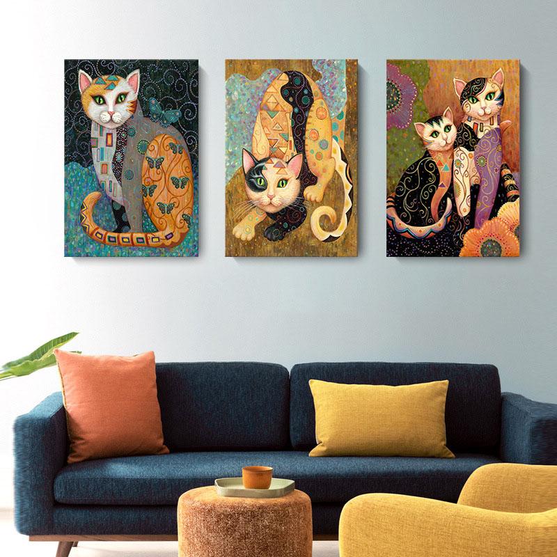 Gustav Klimt Famous Art Works Cat Canvas Posters and Prints Retro Animal Wall Art Pictures for Living Room Kids Room Decoration
