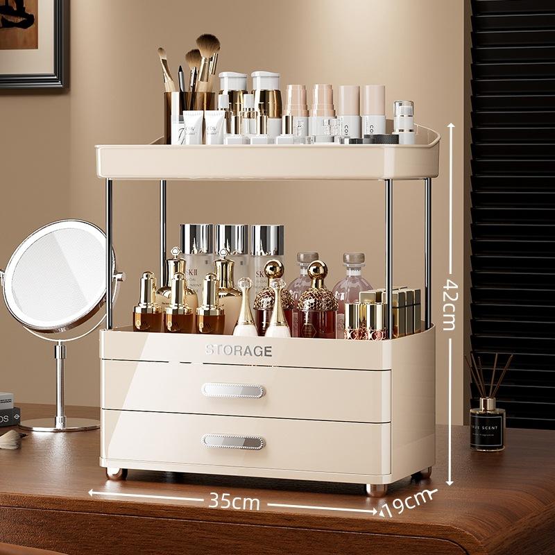 

Cosmetic Storage Box Table Dressing Table Skin Care Products Makeup Brushes Thickened Storage Rack Luxurious solid color молочный белый