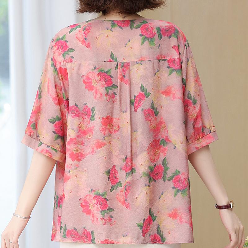 Plus Size 4XL-8XL Summer Casual Blouses Women Tops Loose Vintage Clothes Oversize Half Sleeve Shirt