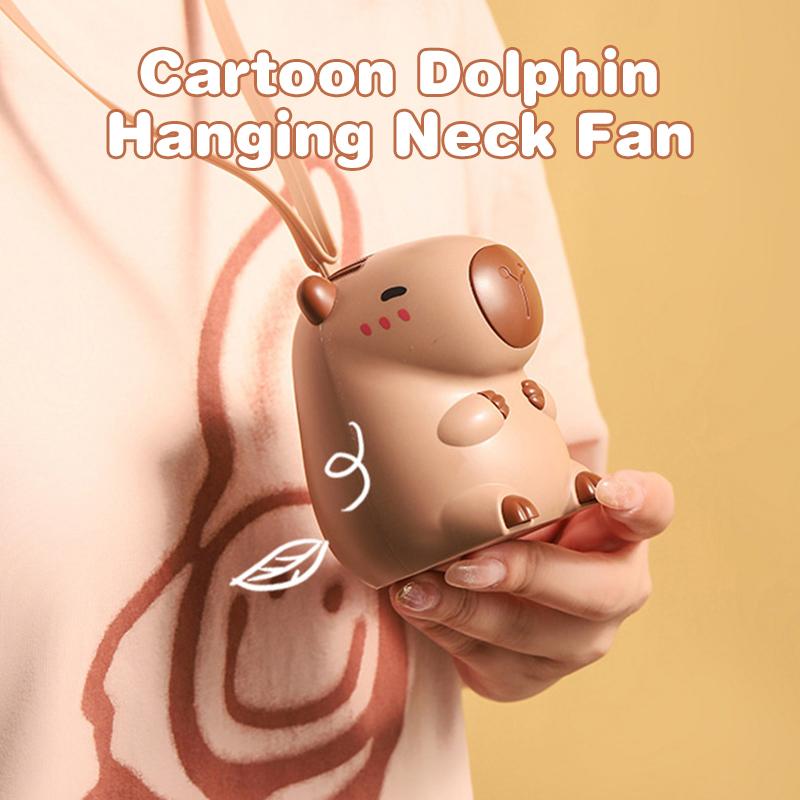 Neck Strap Capybara Hanging Neck Fan Small Size Usb Charging Handheld Fan Cartoon Air Cooler Cooling Fan Outdoor