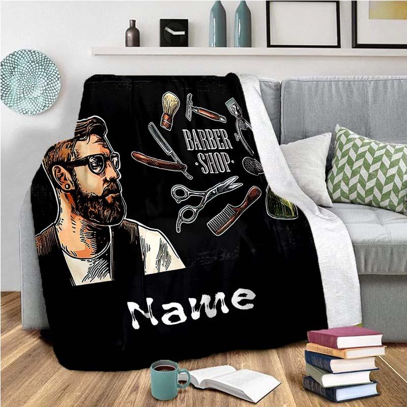 Barber Customize Your Name Blanket Used For Chair Office Sofa Bed Camping Soft And Warm Giving Friends And Relatives Birthday Gifts Graduation Gifts