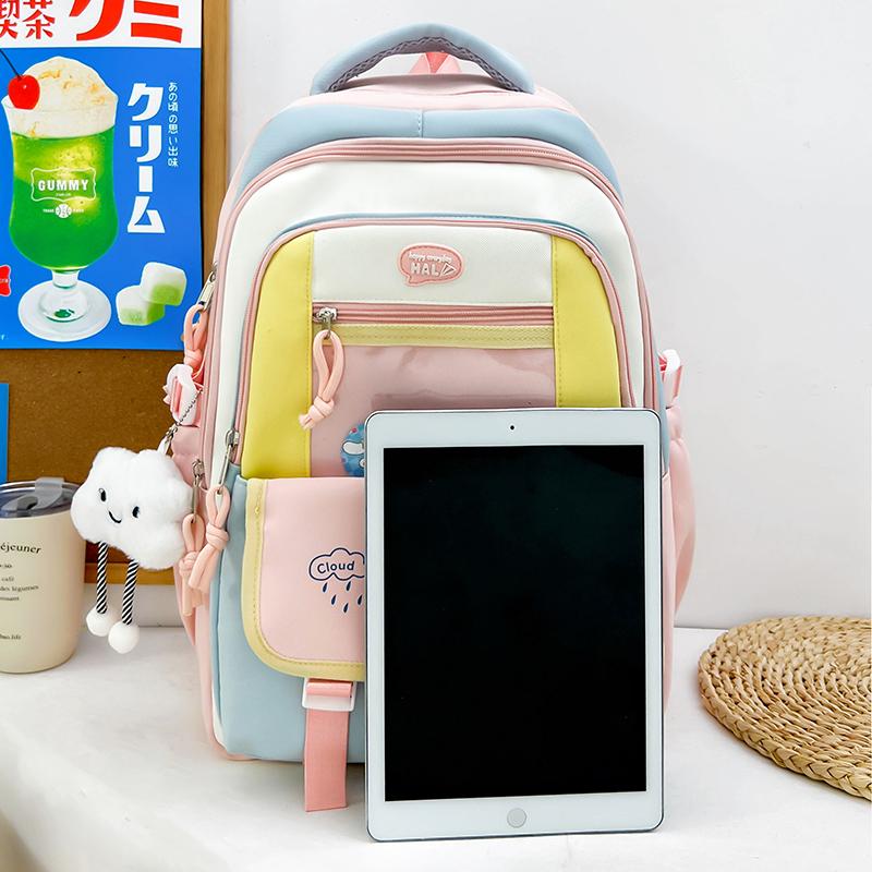 Contrast Color Women Large Capacity Backpack Student School Bag