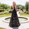 eBay Sexy Deep V Sleeveless Embroidered Dress, Slim Halter Dress Prom Dress Long Dress