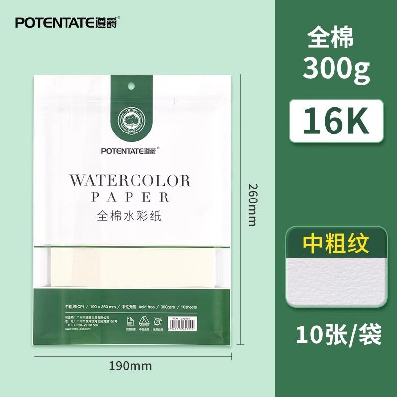POTENTATE 300g Cotton Watercolor Paper in Bag Cold Press Hot Press Rough Sketching Painting 4K 8K 16K 32K Portable Acid Free