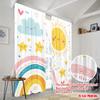 Cute Sun Rainbow Cloud Star Printed Curtains Set of 2 for Kids Room Bedroom Window Treatment Digital Print Blackout