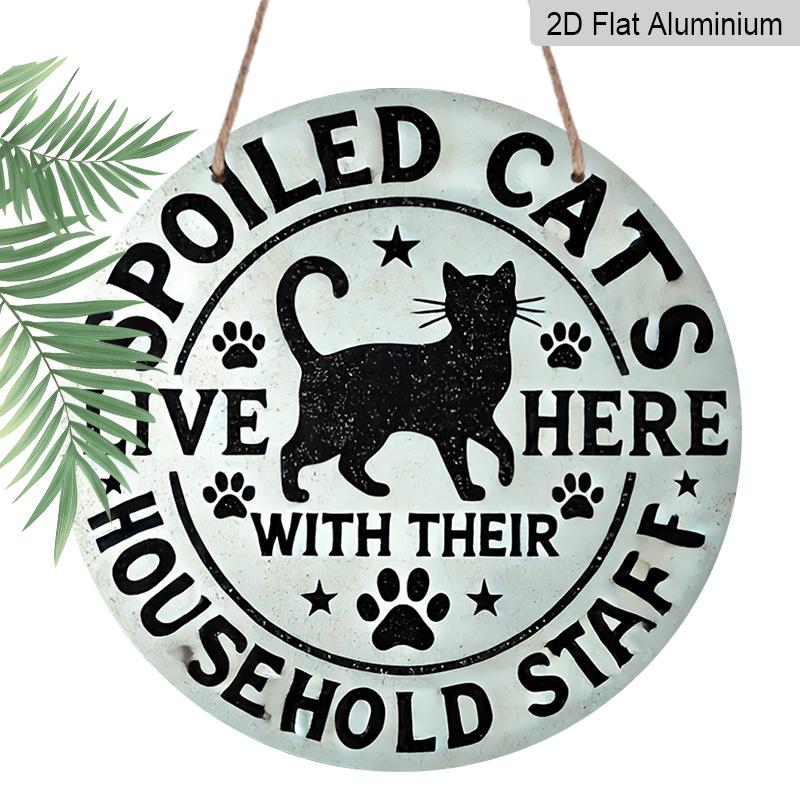 

2D Flat, 1pc 7.87 x 7.87inch Pet Cat Warning Metal Aluminum Wall Art Sign | Unique Design, Easy to Hang, Durable, Long-lasting, Suitable for Home 1pc