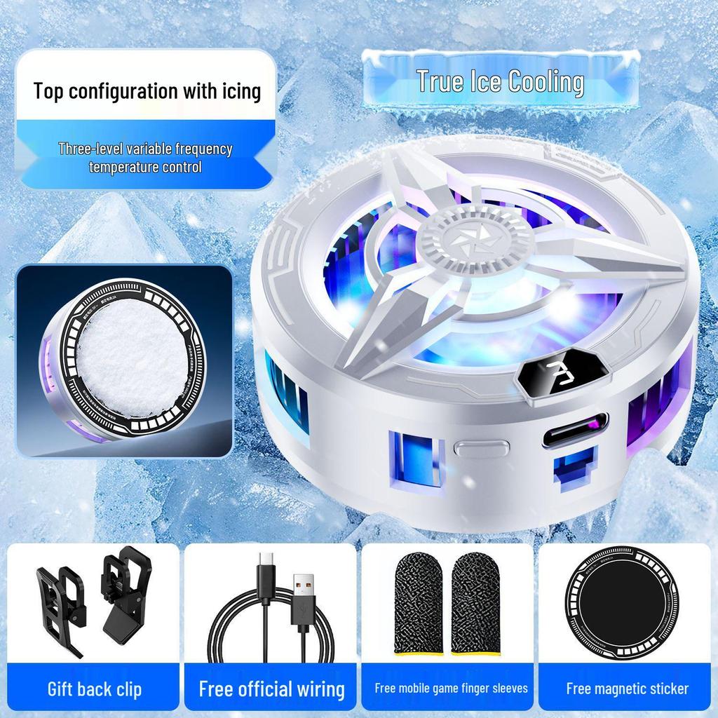 Magnetic Mobile Phone Cooler with Silent Dual-Core Semiconductor for Esports and Game Streaming. Includes Ice-Free Design and VGA Cable.