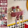 Wall-Mounted Toothbrush Cup Holder, No Punching Bathroom Toothpaste, Toothpaste, Toothware Storage Rack, Household Wall-Mounted Wall Mouthwash Cup Rac