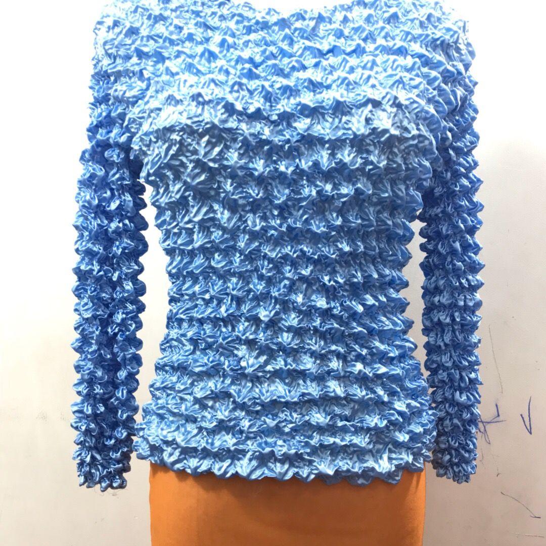 

Плиссированная рубашка с ананасом, модная рубашка с пузырьками, универсальная волшебная рубашка с длинным рукавом, большая женская одежда One size