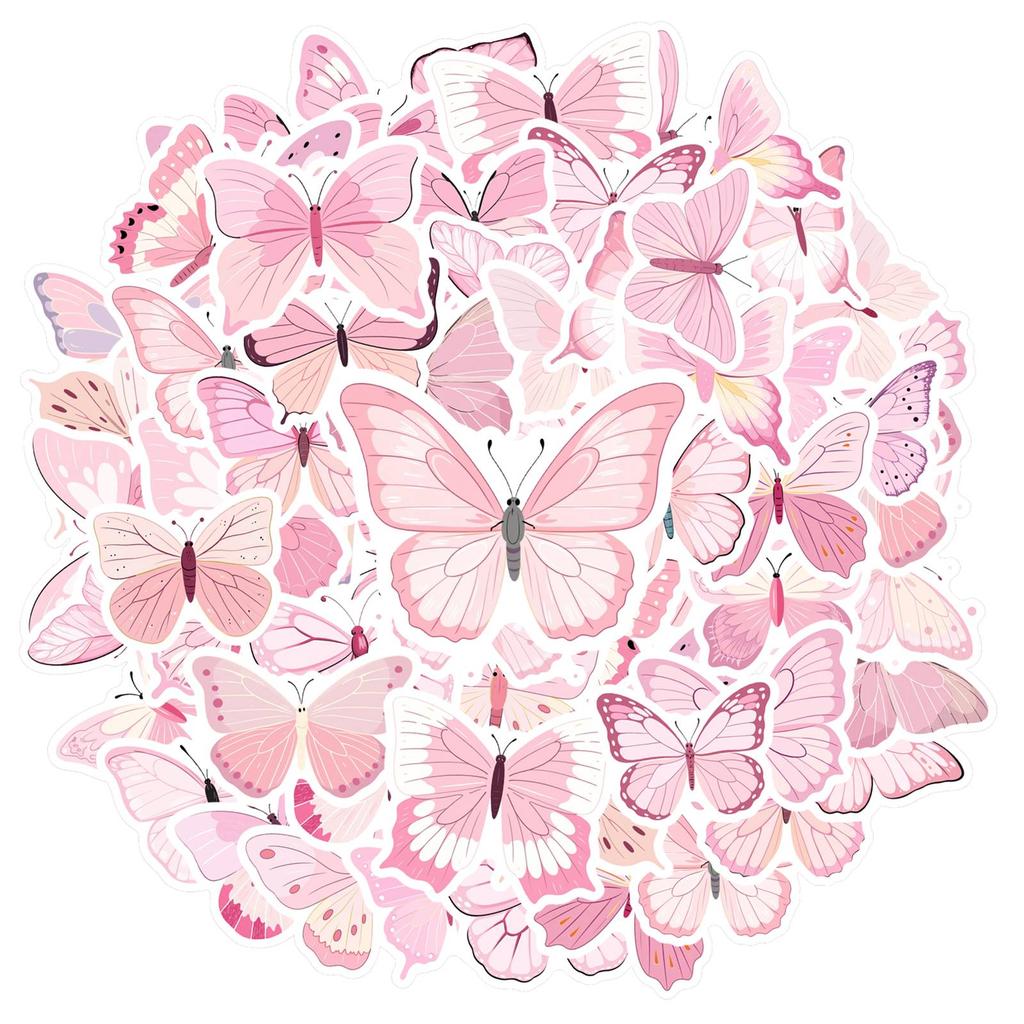 35pcs Cartoon Nature Stickers Pastel Butterfly Butterfly Graffiti Decals Nature Stickers For Laptop Motorcycle Luggage Phone