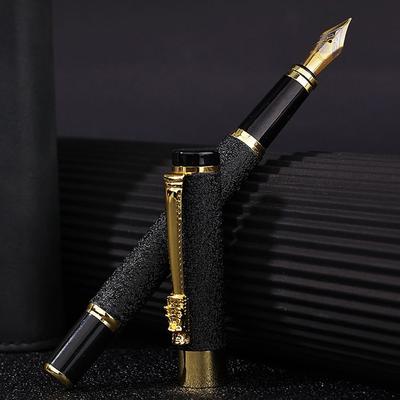 Papelería de Lujo Negro Mate Dragón Dorado Pluma Fuente Pluma de Escritura Pluma de Tinta para Negocios Pluma de Tinta