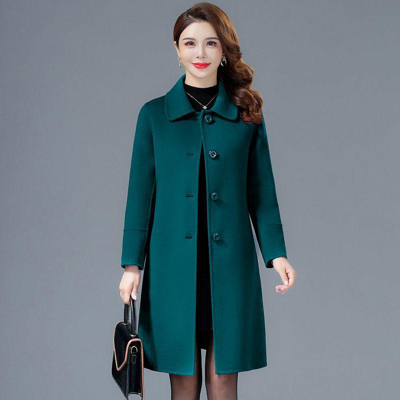 Jujube Red Double-Sided Wool Blend Coat - Women's Mid-Length Slim Fit for Autumn and Winter