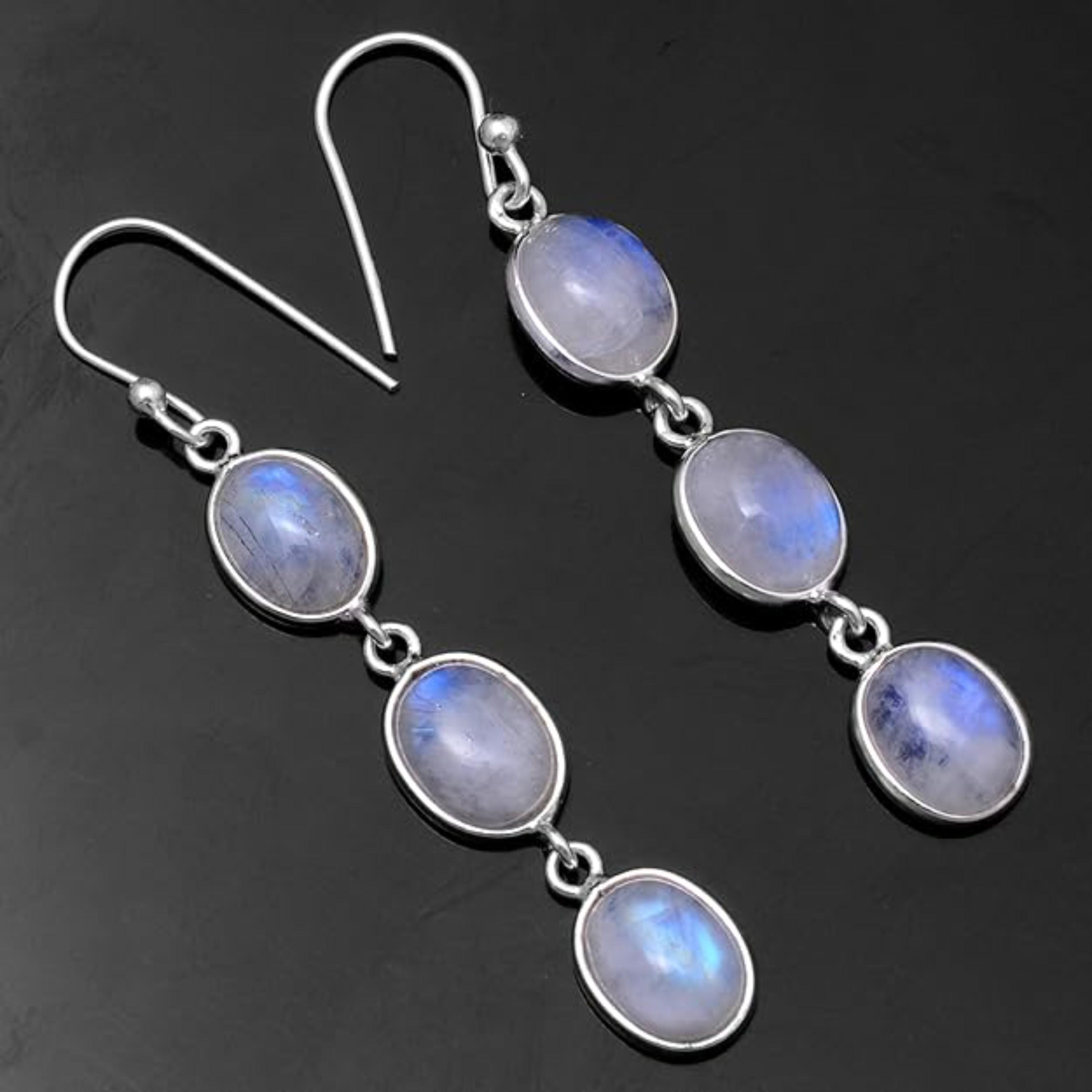 

Серьги с лунным камнем, серебро 925 пробы, серьги ручной работы Серьги с лунным камнем