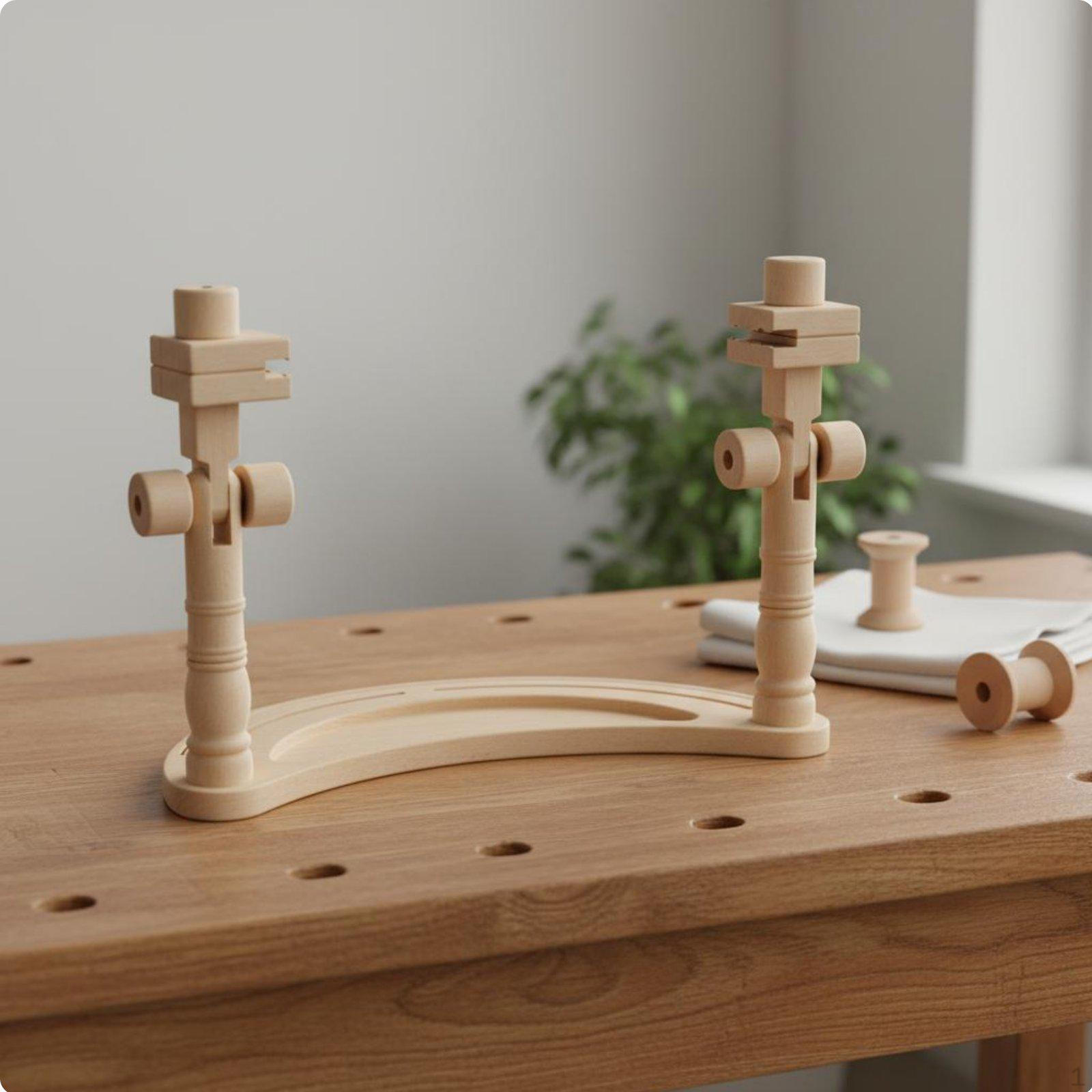 Beech Wood Embroidery Stand DIY Handcraft Double Post Stable Base Cross Stitch