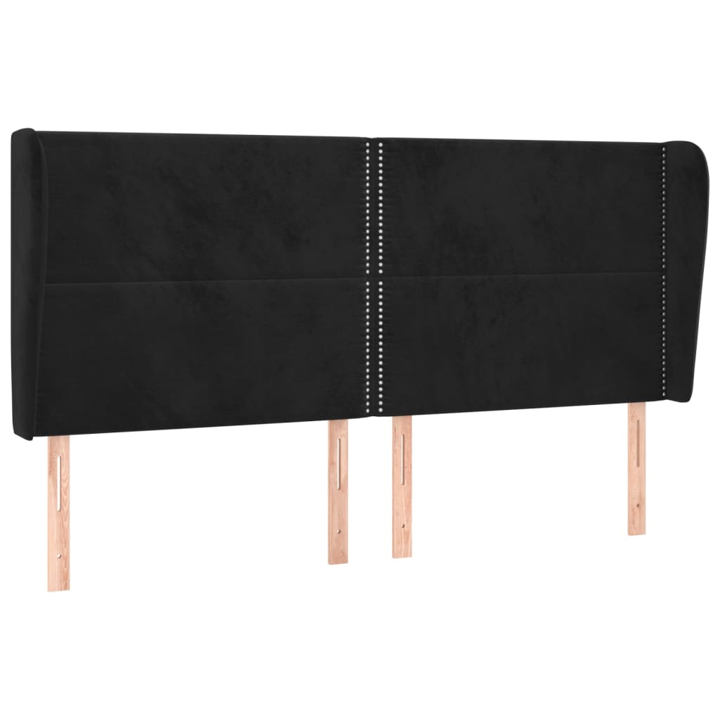 Vidaxl Wingback Headboard, Black, 203X23X118/128 Cm, Velvet