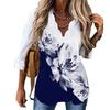 European American Women Printed Long Sleeve Shirt with Wave Collar Summer