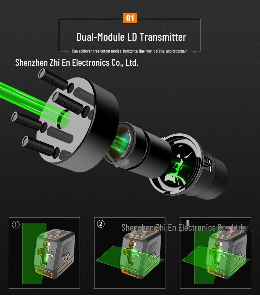 360° Green Beam Laser Rotary Level - High Precision Dual Line Outdoor Tool