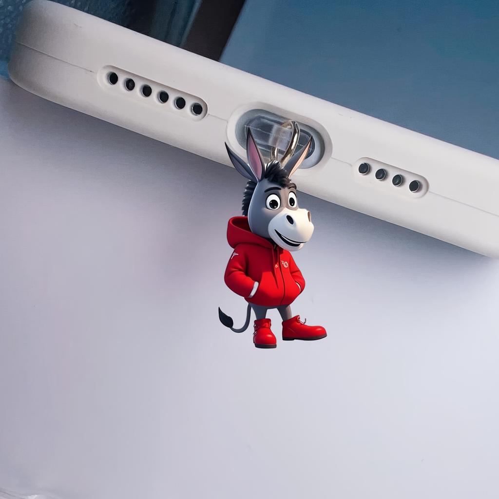 1pc 2D Cute Donkey Mobile Phone Dustproof Plug for Smartphones, Beautiful Mobile Phone Accessories, Mobile Phone Decorations