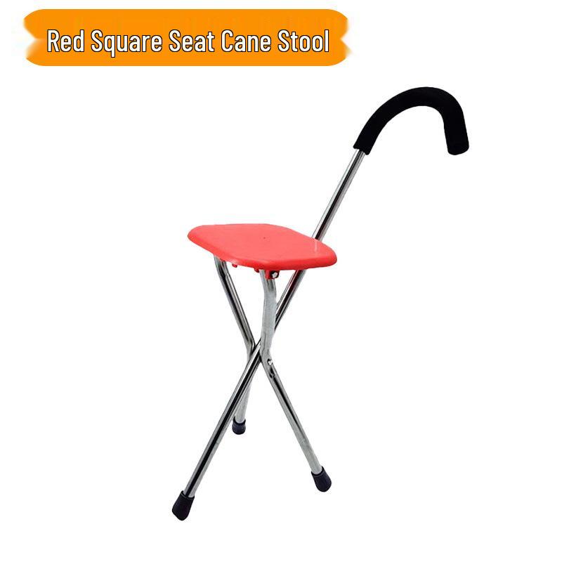 Faltbarer Dreibein-Gehstock mit Hocker für Outdoor-Reisen und Trekking