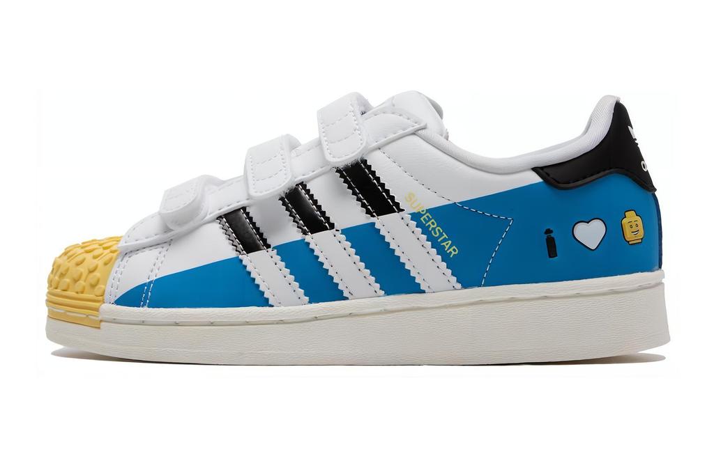 Adidas Originals SUPERSTAR CF C Abrasion Resistant Breathable Low top Kids' Skateboarding Shoes White Blue Kids IF2911