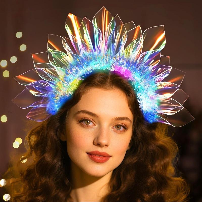 1-10PCS Light Up Laser Headband  Glowing Hair Hoop for Halloween Christmas Party, Stage Performance Light Show Accessories