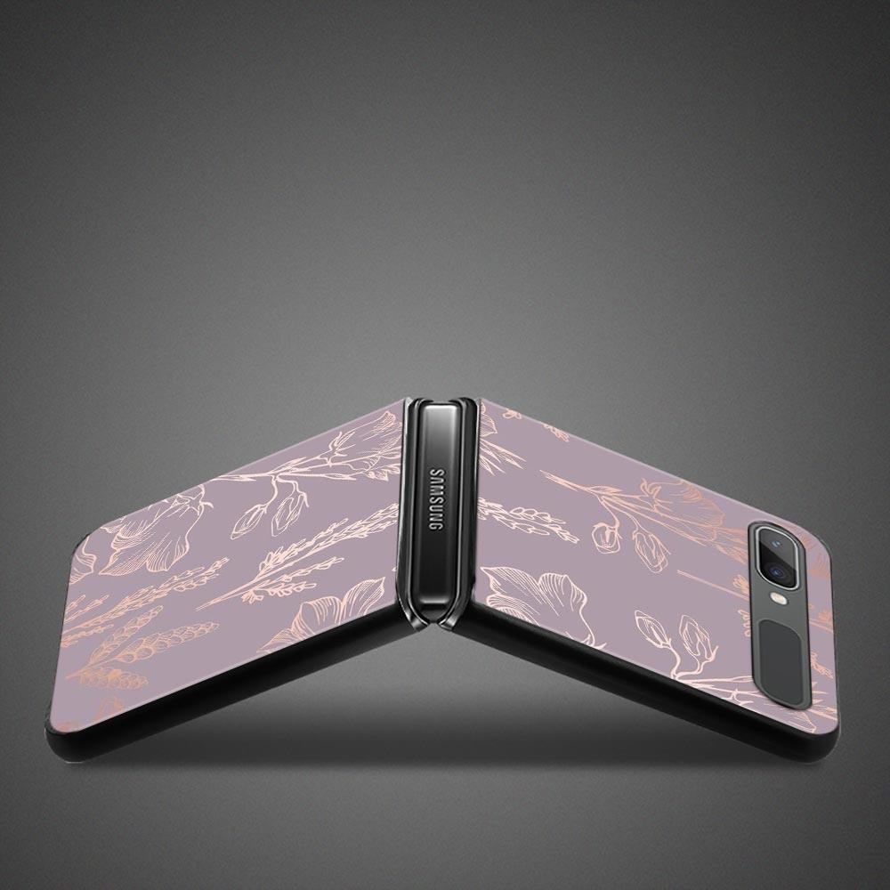Phone Case For Samsung Galaxy Z Flip3 5g Back Cases For Samsung Z Flip Capa Black Shell Fundas Rose Pink Purple Bling Pattern