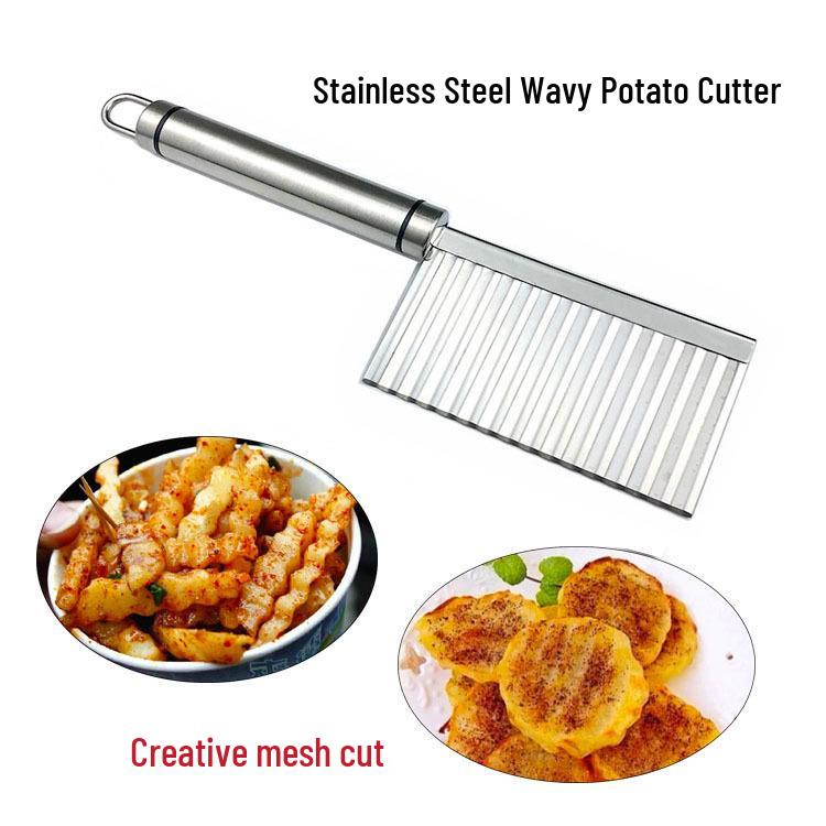 2-in-1 Stainless Steel Wavy Fry & Potato Cutter with Double-Headed Peeler/Grater Set