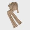 Spring & Autumn Long-Sleeve Knit Sweater with Split Wide-Leg Pants Two-Piece Set