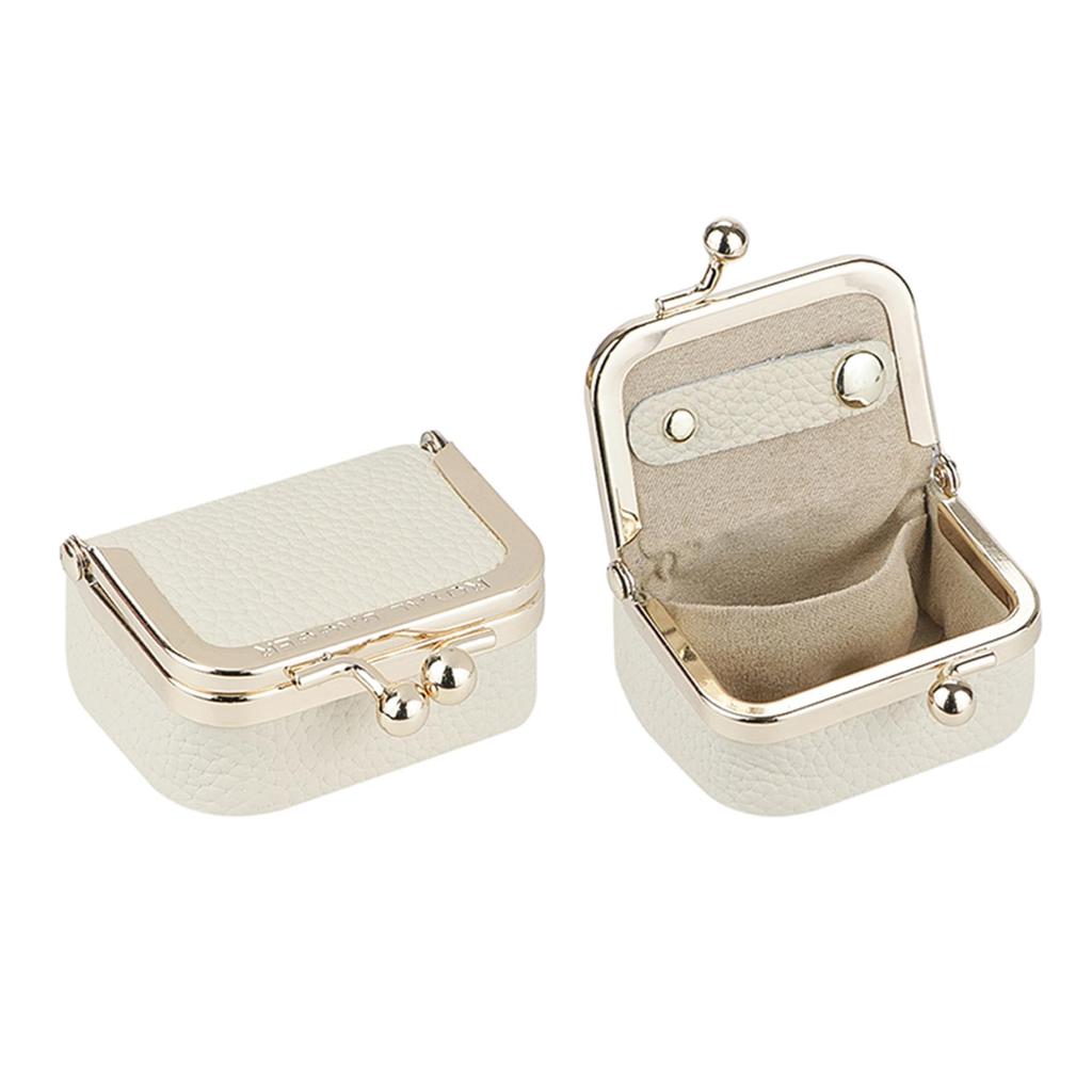 Royal Bagger Genuine Leather Mini Jewelry Box Women's Coin Purse Solid Color Kiss Lock Change Pouch Casual Style Small Storage Bag for Women 1894