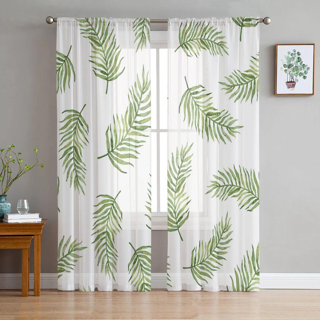 Tropical Plant Decoration Sheer Curtains Window Curtains For Living Room Bedroom Blinds Kids Room Home Decor