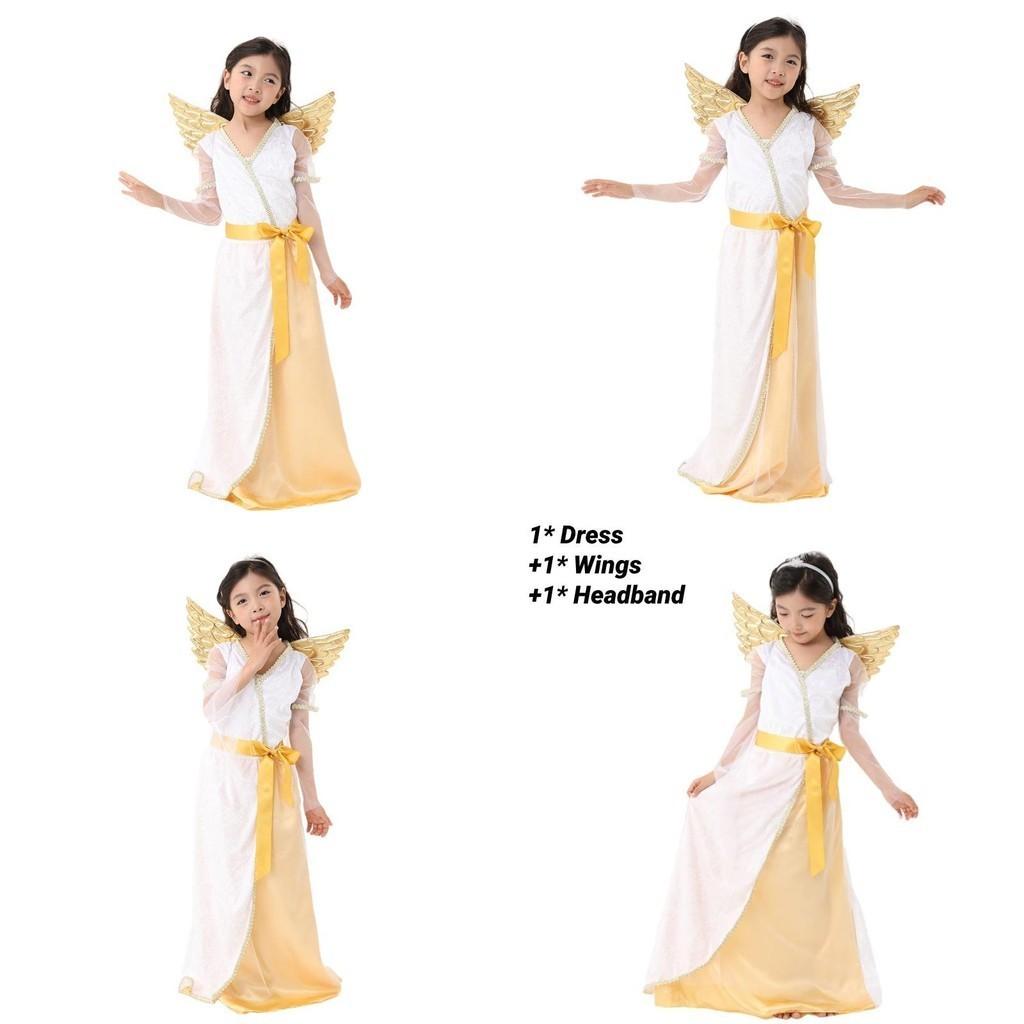Dziewczęca sukienka anioła, piękny kostium z poliestru na pokazy i imprezy dla dzieci