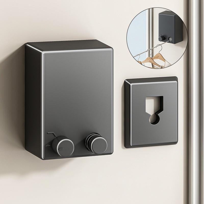 

Punch-Free Retractable Clothesline Hotel Wall Hanging Clothes Drying Rack Indoor Steel Wire Invisible Organiser Laundry Hanger