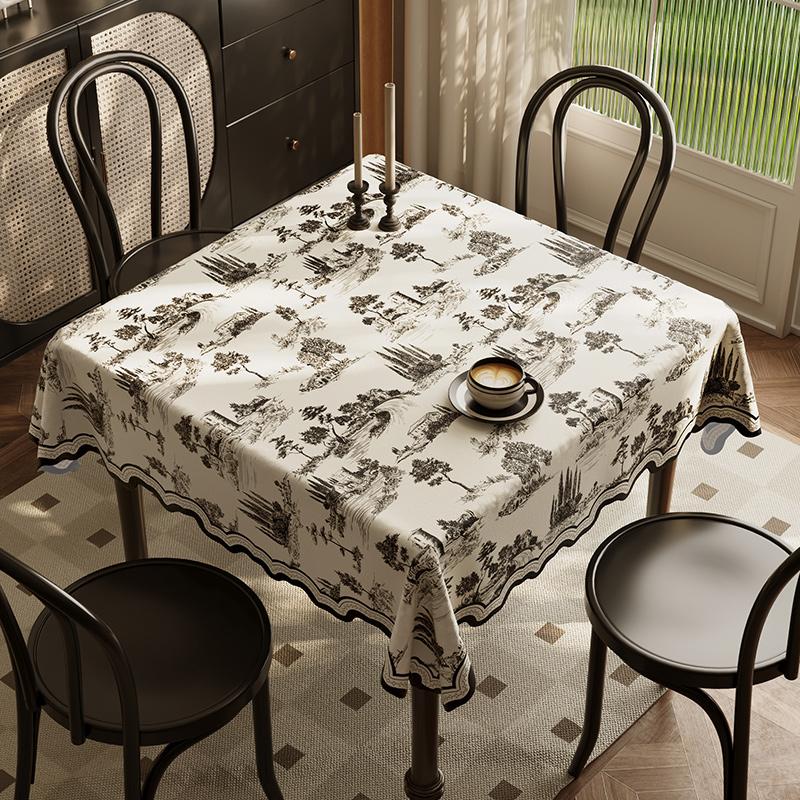 Printed Rectangle Tablecloth Cotton Linen Waterproof Heat-resistant Dining Table Cover Mat Outdoor Picnic Party Table Decoration