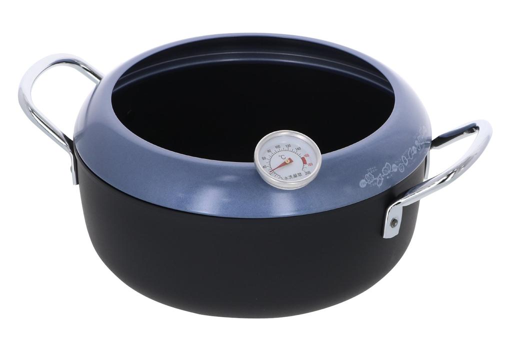 Takagi IH Compatible Double-Handled Deep Fryer with Thermometer, 20cm TO-20B, Made In Japan