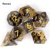 7 bucăți zaruri poliedrice cu muchie ascuțită, număr auriu, negru, potrivite pentru jocuri de masă RPG