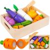Wooden Vegetables for Cutting In a Box with Velcro Knife Set