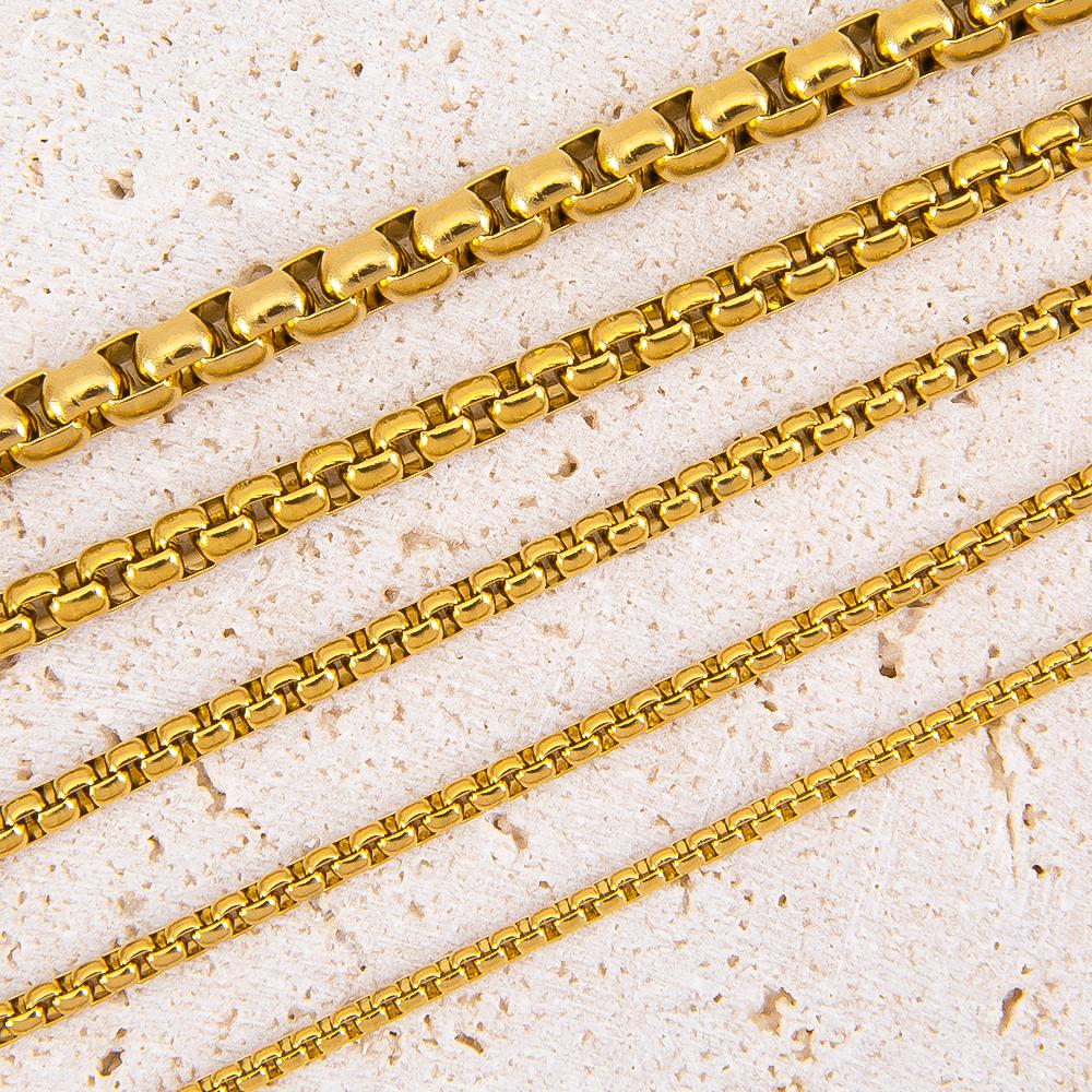1Meter Fashion Long Box Chain Necklace Stainless Steel Basic Punk 2mm to 5mm Thick Chains Jewelry Gift for Men Women Wholesale