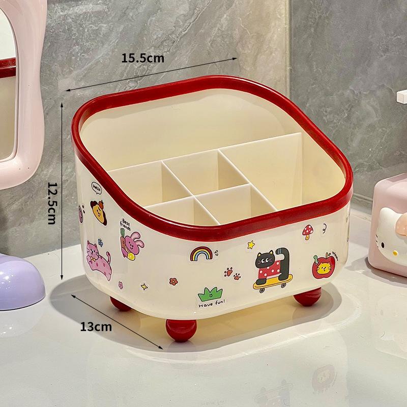 

Multi-functional Desktop Storage Box: Large Capacity with Six Compartments for Cosmetics, Lipstick, Office Supplies, and More