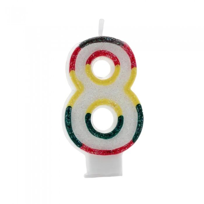 Kaleidoscope Glitter Double-Sided 8th Birthday Candle