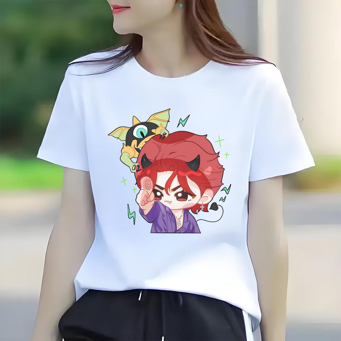

Fashion idol star cartoon print pattern daily Tshirt short sleeved round neck versatile Womens Tshirt S