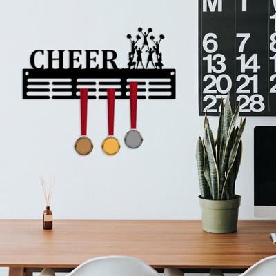 Wall Mounted Medal Hanger Black Metal Display Stand Cheerleader Silhouette Wall