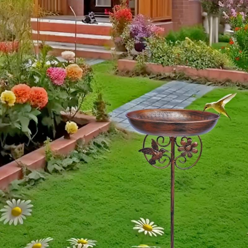 Rust Resistant Outdoor Bird Bath Feeder With Easy No Tool Installation Design Suitable for Backyard Wildlife Enthusiasts