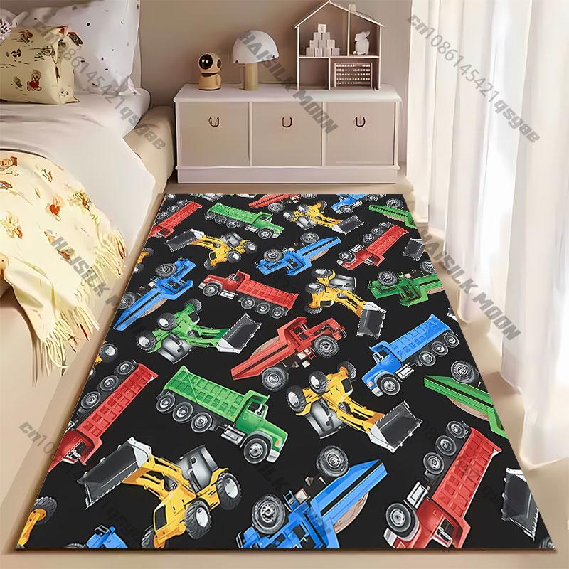 Colorful Construction Vehicles Pattern Carpet Yoga Living Room Room Decor Children's Crawling Mat Doormat Area Rug Games