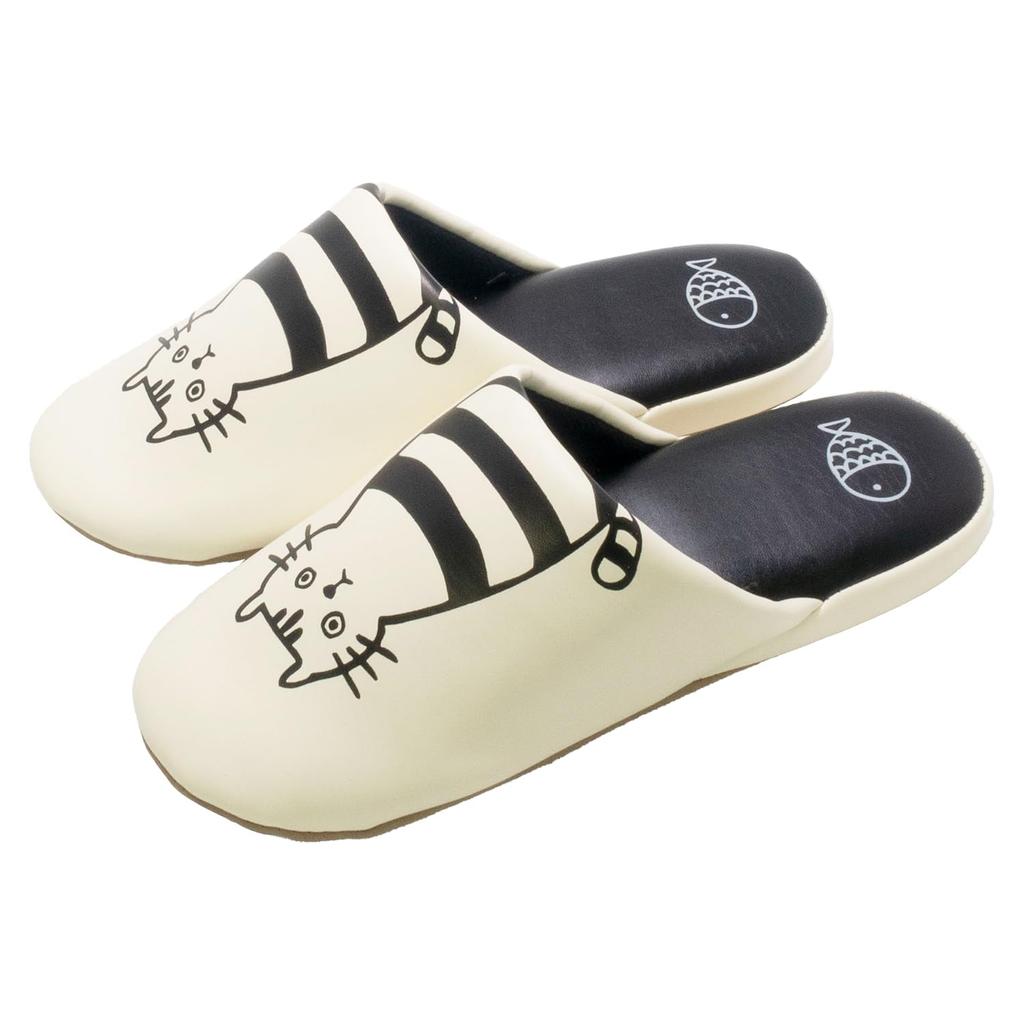 Okamura LOVECAT Cat Print Soft Slippers (White)