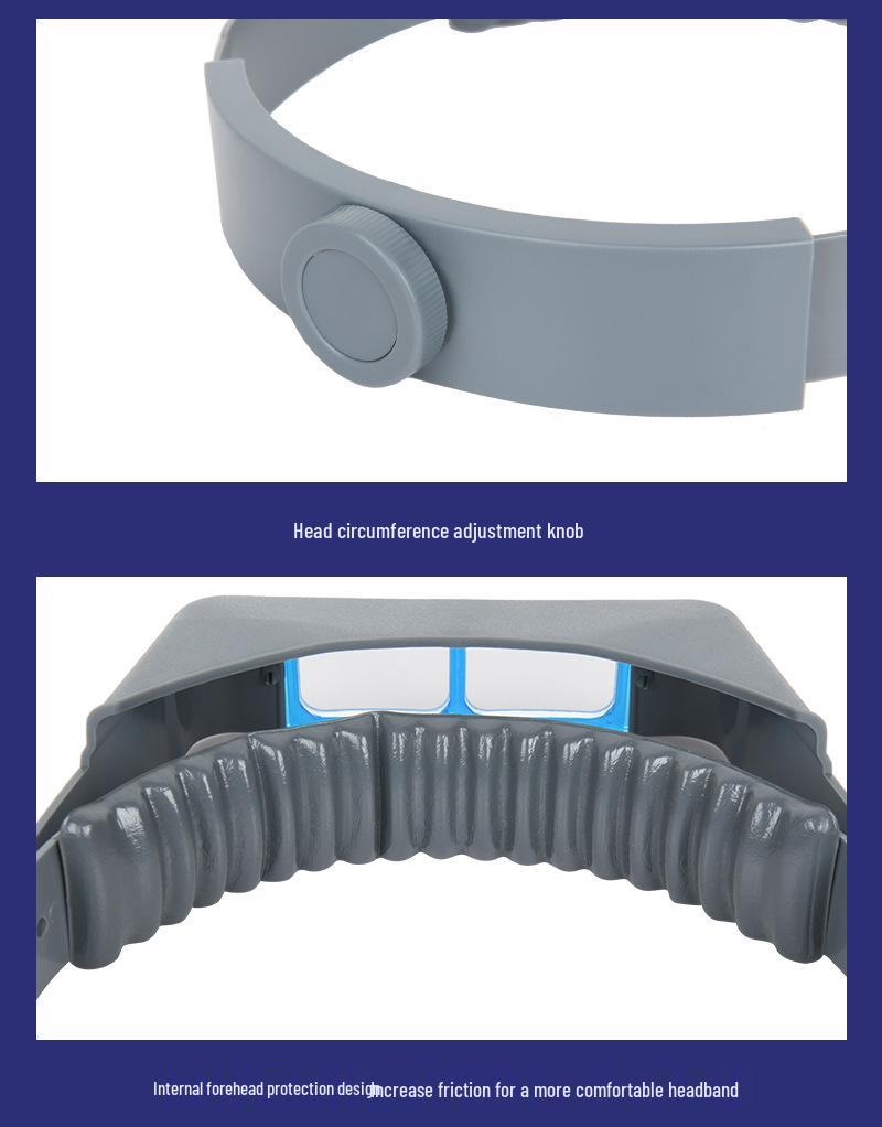 Head-Mounted Magnifying Glass with Four Replaceable Lenses for Phone Repair & Cross-Stitch