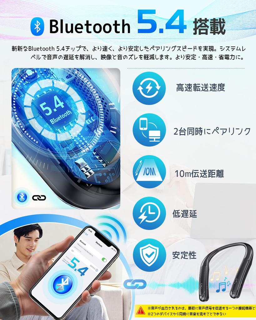 Neck Speaker New Bluetooth Wireless Speaker for Japanese Voice Simultaneous Connection of Two 15 Hours of Continuous Ideal for and Outdoors [2026