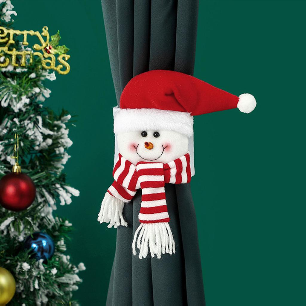 Christmas Plush Cloth Curtain Buckle Cute Cartoon Santa Claus Snowman Elk Curtain Tieback Holders Xmas Ornaments Decor
