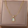 Cute Sweet Gold Color Stainless Steel Water Drop Opal Stone Pendant Necklace for Women Charm Bride Collar Jewelry Colorfast