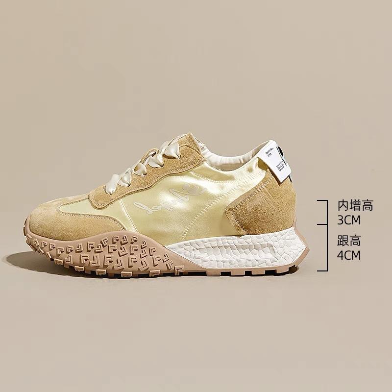 Summer breathable 7CM inner height increase German training shoes women 2025 small casual sports silk ballet Forrest Gump shoes