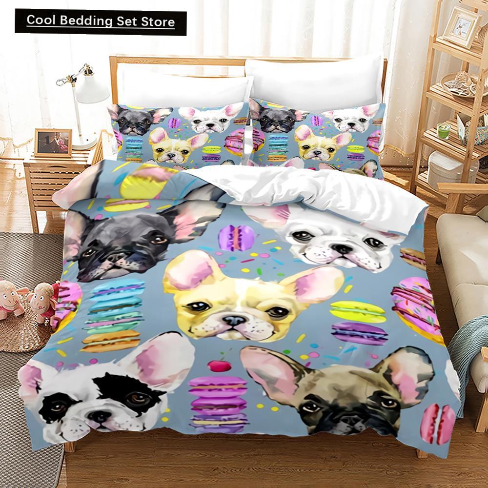 Cartoon Dog King Queen Duvet Cover Lovely Illustrated Pet Puppy bedding set  Animal Quilt Cover 2/3pcs Polyester Comforter Cover